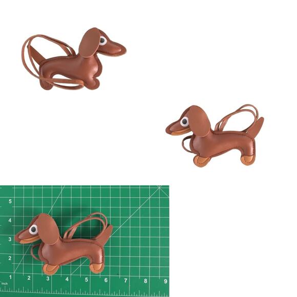 Dachshund Bag Charm Keychain Faux Leather Dog Mom Y2K Cottagecore Caramel NWT - Picture 7 of 10